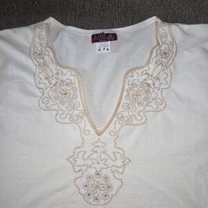 Cream Embroidered Women's Top
